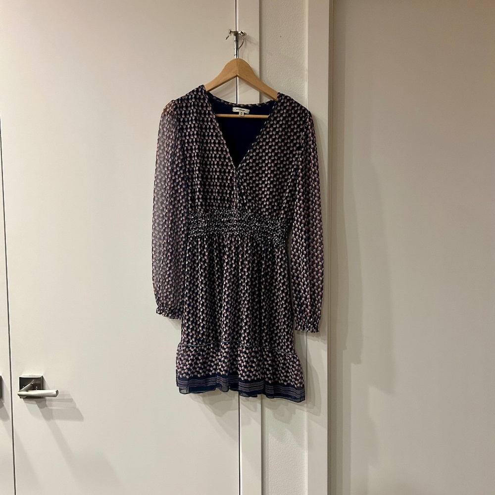 Max Studio printed long‑sleeve mini dress – size M